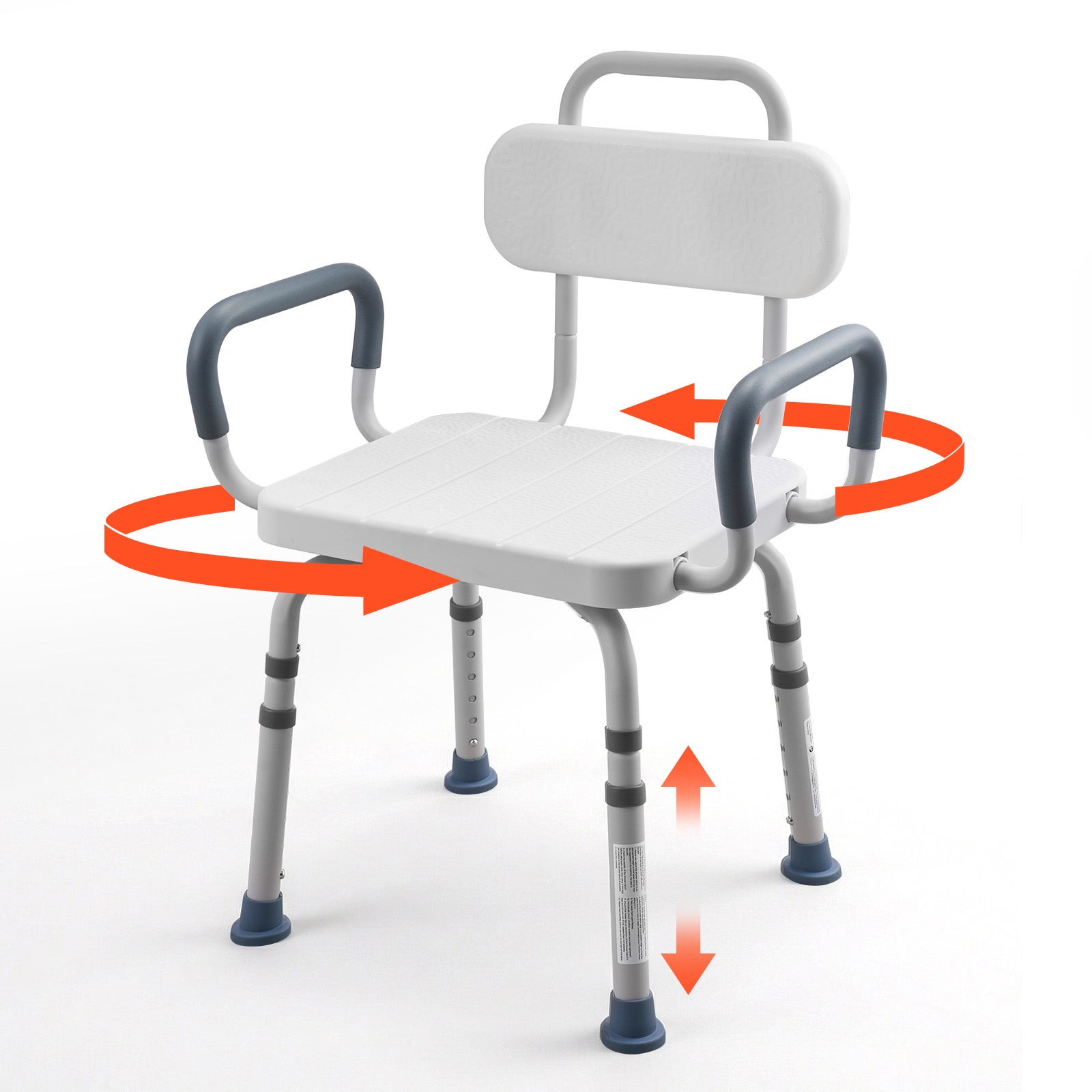 Scaun de baie VEVOR pivotant la 360°, bancă de transfer pentru baie cu spătar și cotiere, capacitate 180 kg, scaun de duș, înălțime reglabilă