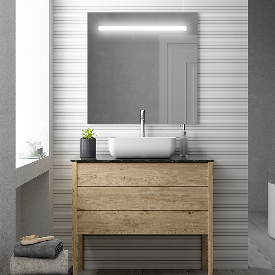 Meuble de salle de bain vasque déportée - KING et miroir Led STAM - 80cm - 7
