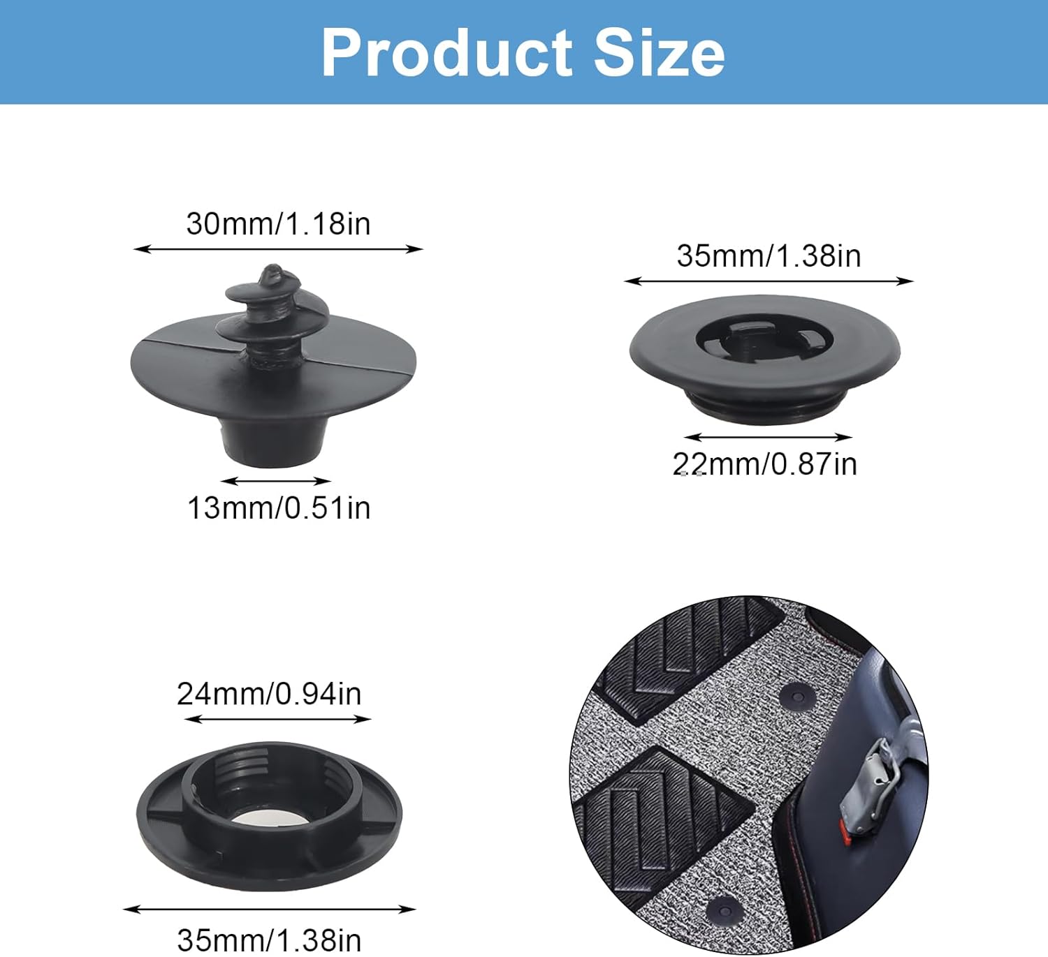 Kit Fissaggio Tappetini Auto Per Mercedes (4 Pezzi) – Clip Di Ricambio In Plastica Grigia, Originale, Diametro 38 Mm, Lavabile
