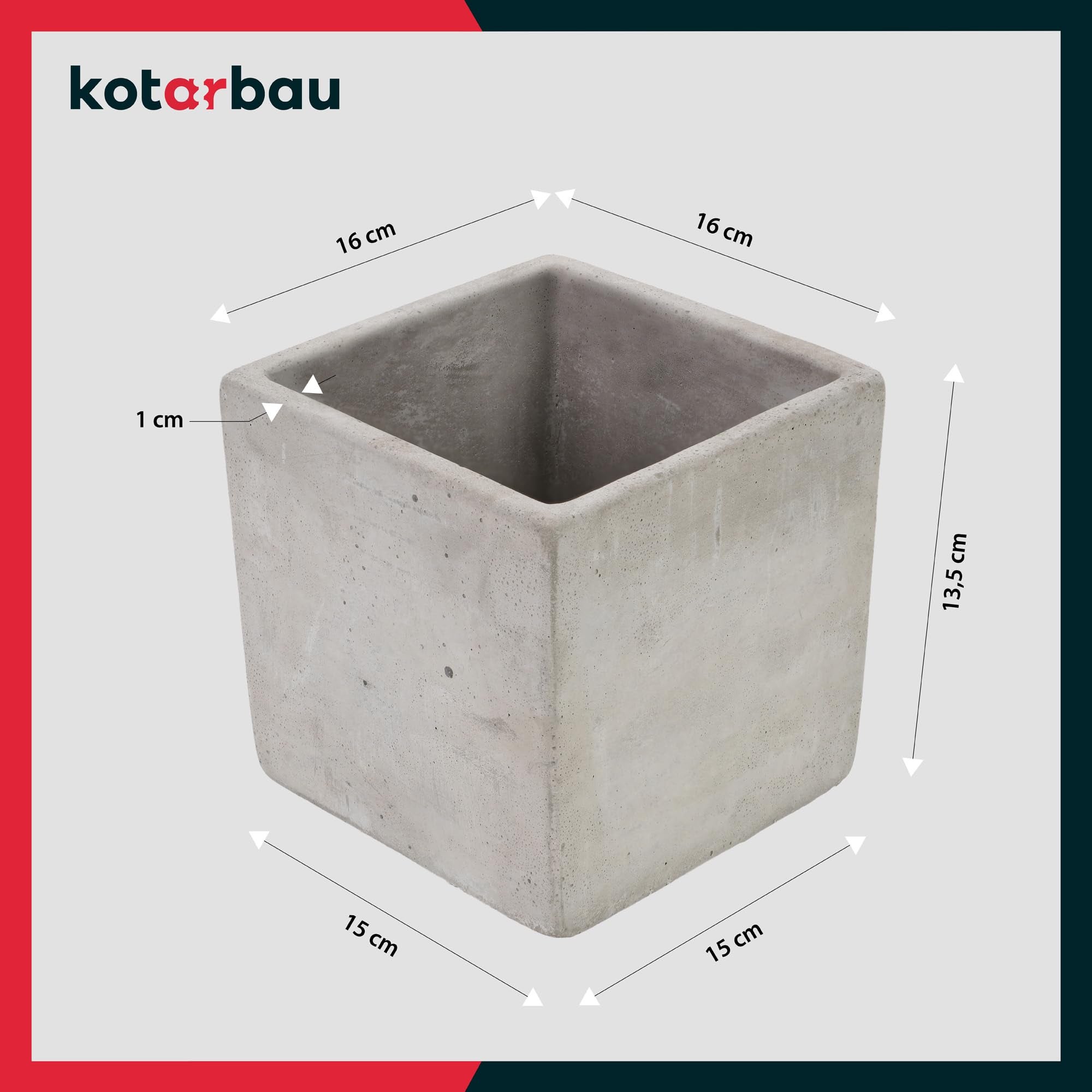 Donica kwadratowa betonowa osłonka na doniczkę na rośliny 16 cm dom ogród - KOTARBAU - 3