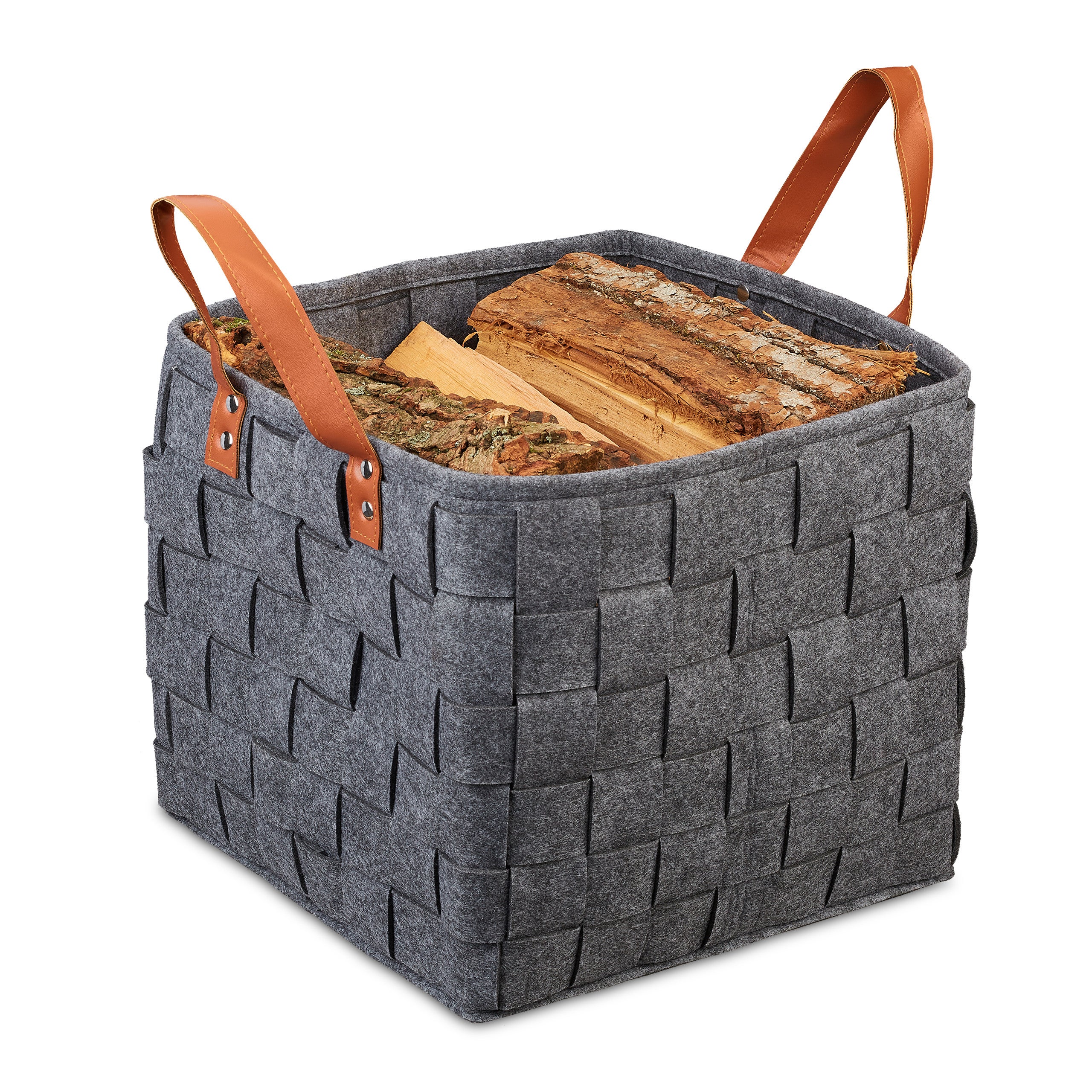 Jessar - Panier de Rangement en Feutre, 33.5 x 25 x 28cm, Gris Foncé main image 1