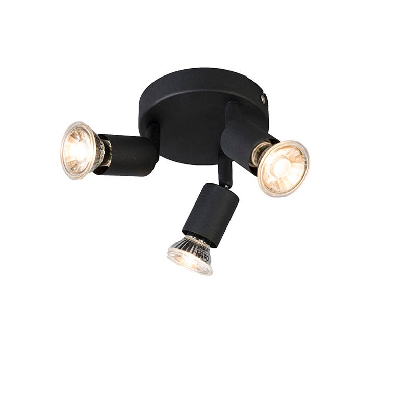 Industrialny reflektor czarny, regulowany, okrągły, 3-punktowy - Jeany