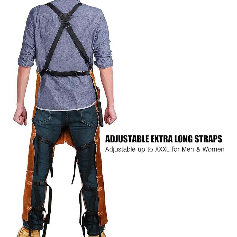 Tablier de Soudure en Cuir pour Homme Professionnel, Tablier de Travail Résistant à la Chaleur, Parfait pour Forgeron, Bricolage, Soudeur, Chameau - 4