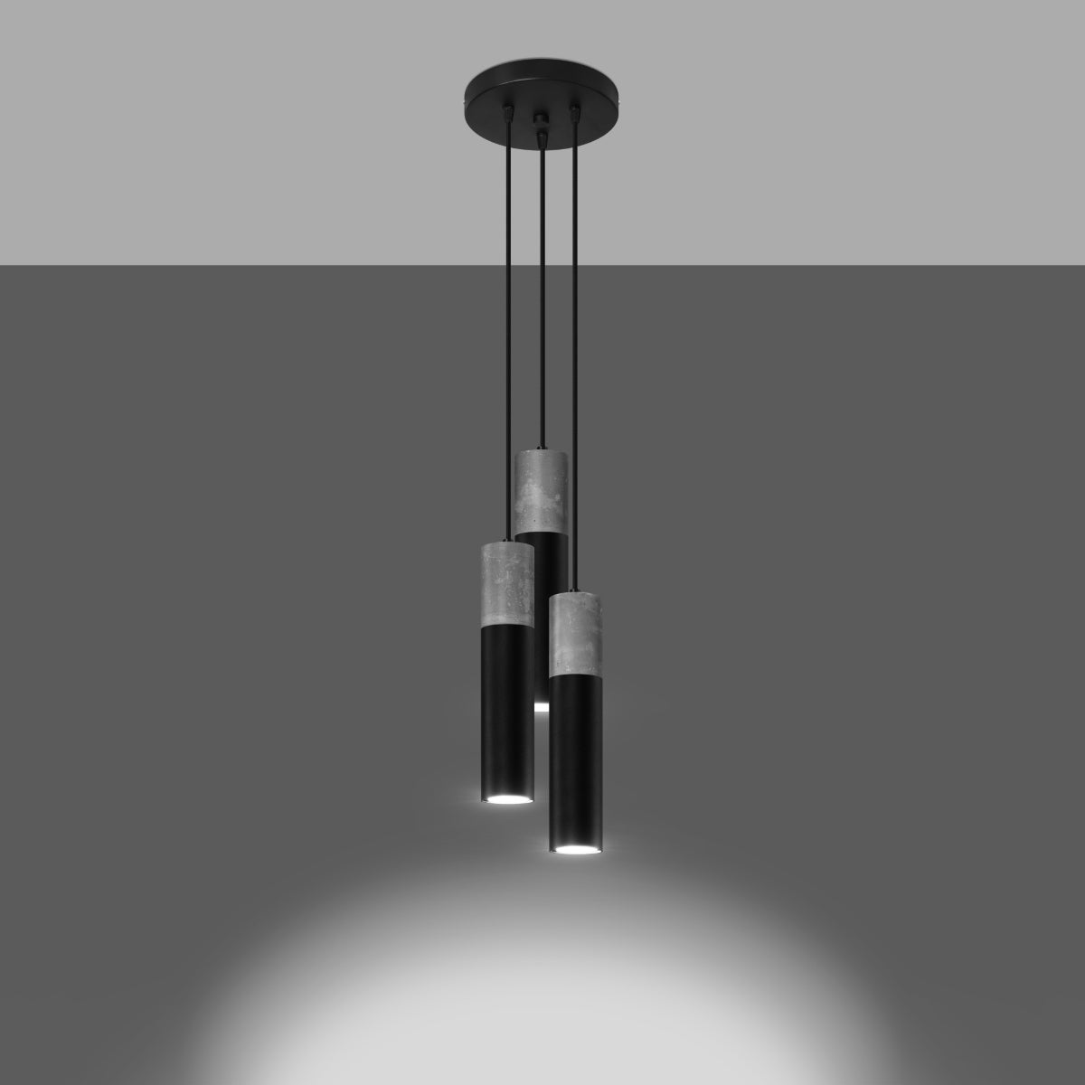 Lampa wisząca LUME 3P czarny LED 3000K - 20x20x110cm Sollux
