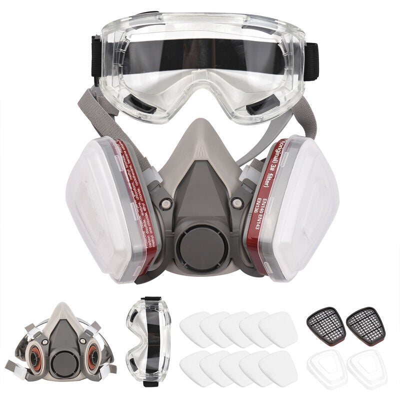 Demi-masque Respiratoire Réutilisable 6200 avec Lunettes - Protection Peinture, Soudage, Vapeurs Organiques - 2