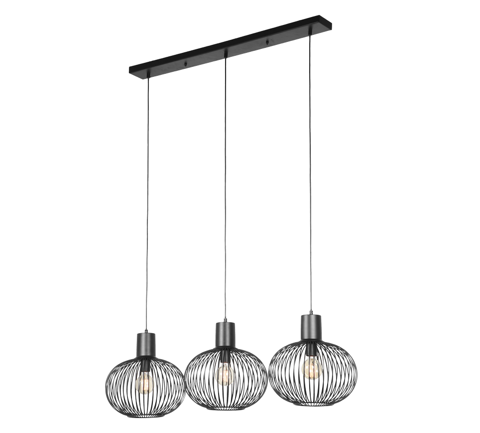 Lampa wisząca Gila czarna 3xE27x10W nad stół wym: 150 x 120 x 33 cm metal Trio