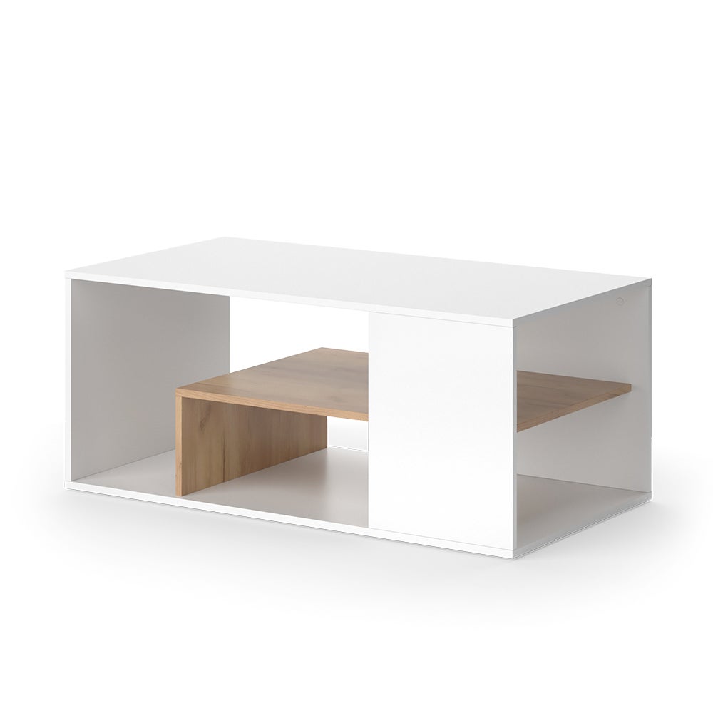 Vicco Stolik kawowy Edgar, Biały/złoty dąb, 110 x 59 cm