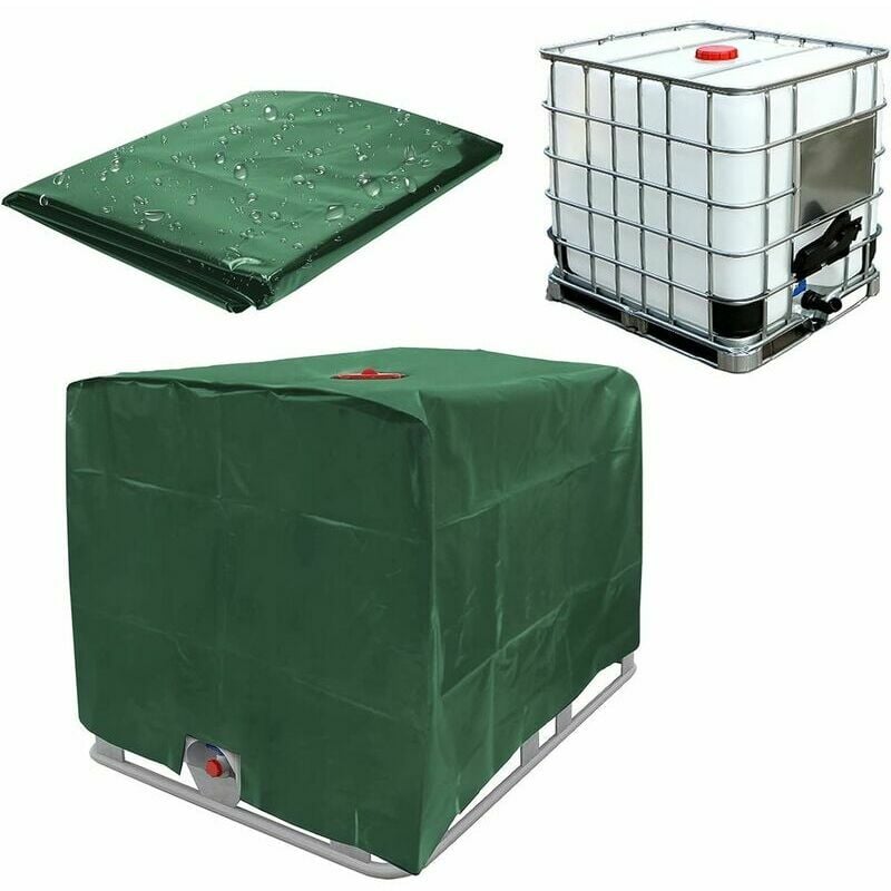 Plandeka na zbiornik na wodę, Plandeka Pokrywa Zbiornika IBC na zbiornik 1000L, Osłona ochronna na kontener cysterny na wodę, 120x100x116cm (zielona)