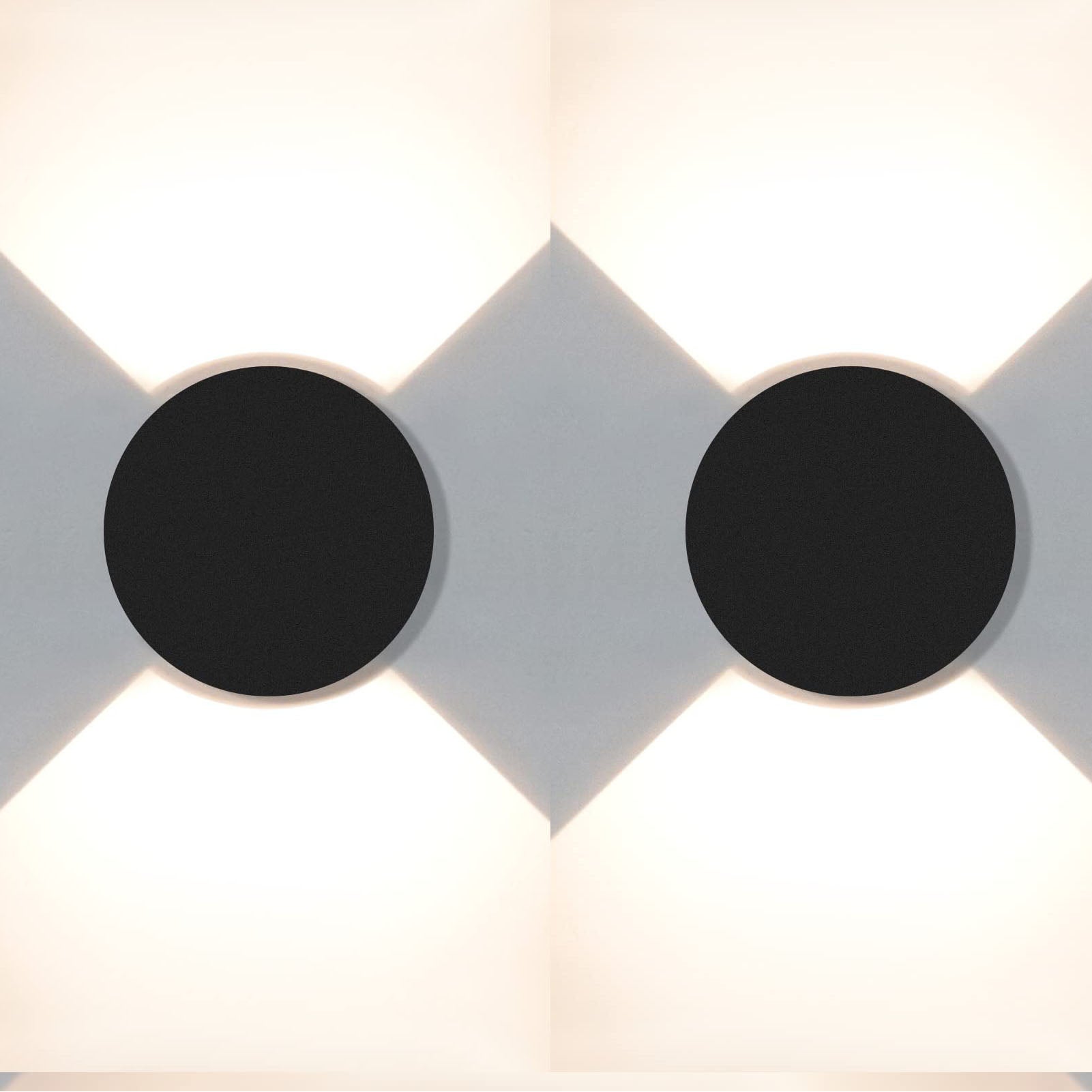 Zestaw 2 kinkietów wewnętrznych i zewnętrznych, oświetlenie ogrodowe LED, IP65, wodoodporne, do korytarza i werandy, czarne (3000K)