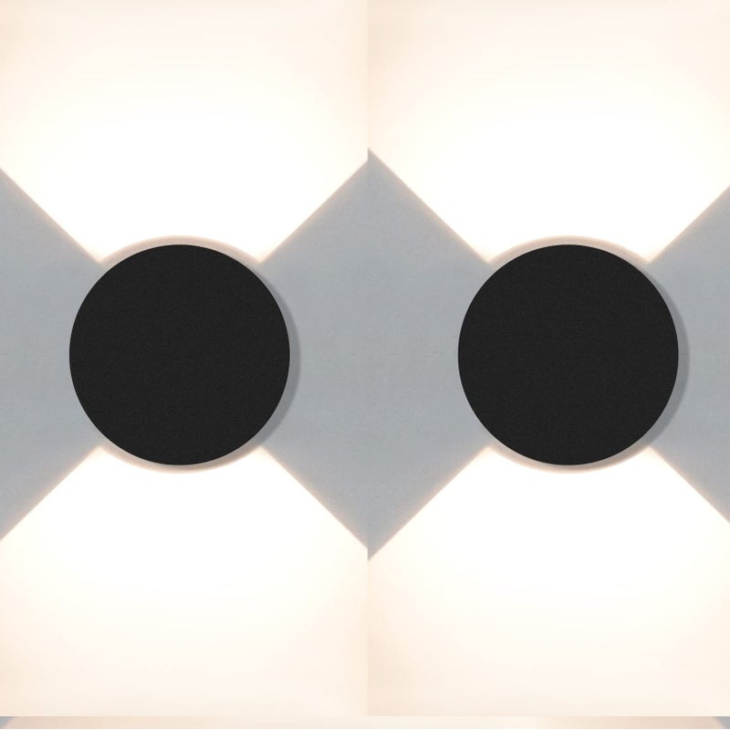 Zestaw 2 kinkietów wewnętrznych i zewnętrznych, oświetlenie ogrodowe LED, IP65, wodoodporne, do korytarza i werandy, czarne (3000K)