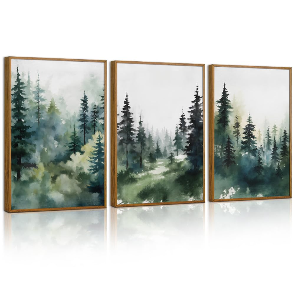 Déco Murale Enfant 3 Toiles Animaux Forêt - Cerf, Renard Aquarelle 30x40cm - Encadrées Prêtes à Accrocher