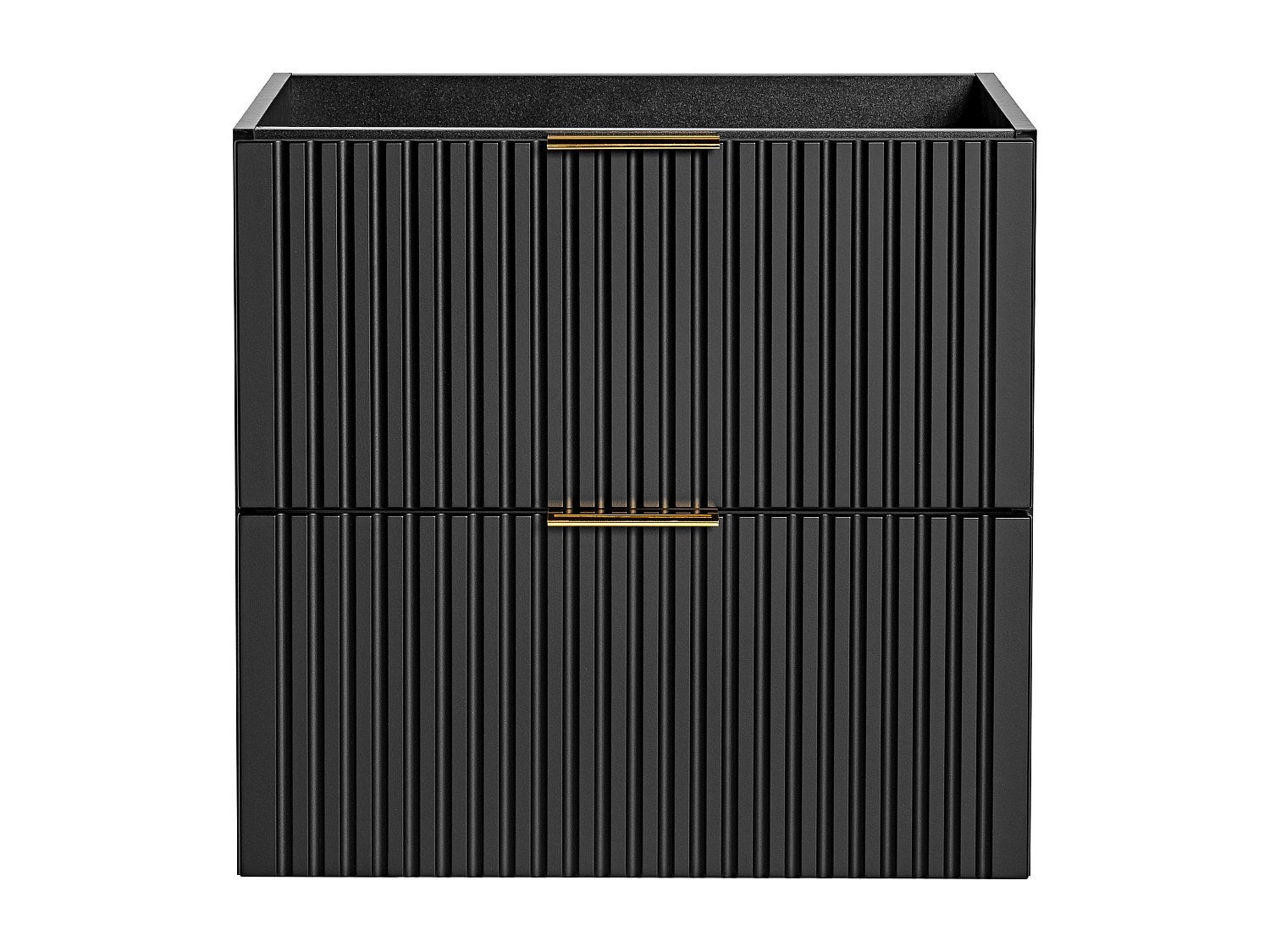 Meuble sous vasque suspendu strié - Noir - L60 cm - ZEVARA - 2