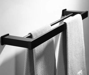 Porta asciugamani doppio braccio, porta asciugamani doppio per bagno/cucina, porta asciugamani a parete, autoadesivo o forabile, 40 cm, Grigio | Leroy Merlin