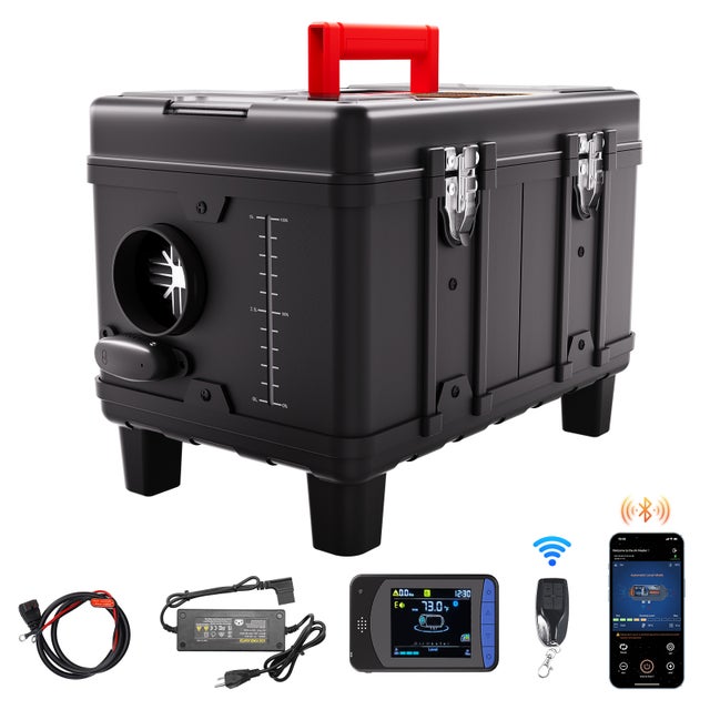 Chauffage diesel 8 kW 12/24 V, réchauffeur d'air intégré, contrôle par application Bluetooth, télécommande et affichage, alarme monoxyde carbone VEVOR