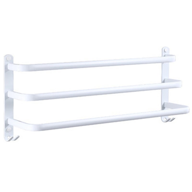 Wieszak na ręczniki łazienkowy aluminiowy, 2 drążki po 40 cm, bez wiercenia, biały, do łazienki i toalety