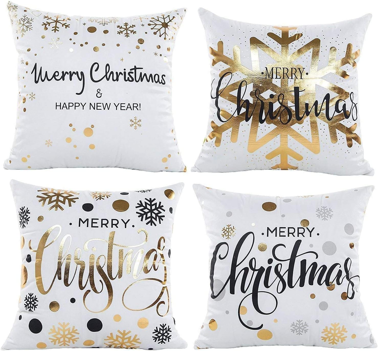 Lot De 4 Housse De Coussin Noël 45x45cm, Taies D'oreiller De