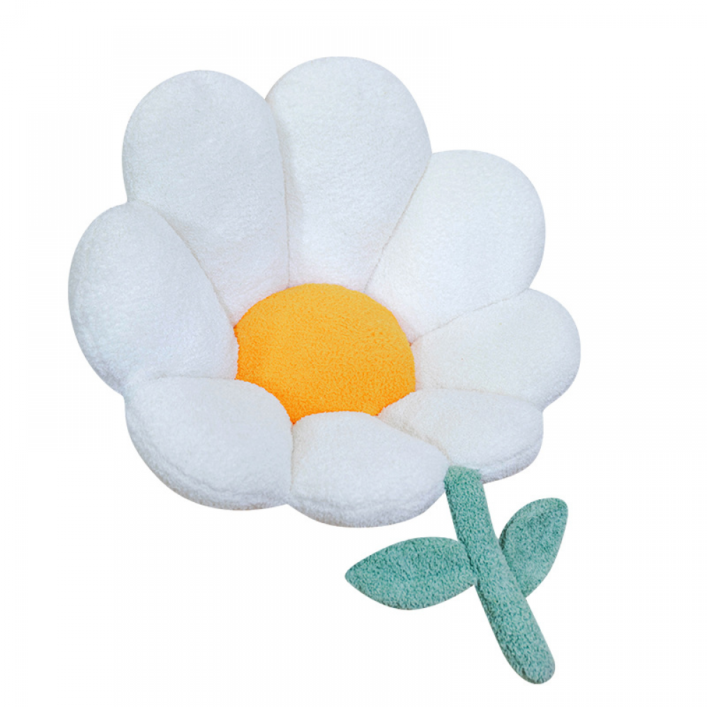 Poduszka na krzesło we wzory kwiatowe (66 x 63 cm, biała), antypoślizgowa poduszka na oparcie do dekoracji pokoju