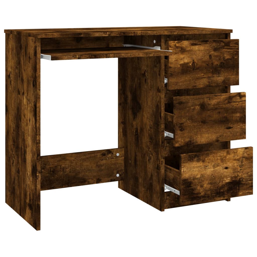 Bureau，Table de travail，Table d'étude Chêne fumé 90x45x76 cm Bois d'ingénierie CWV13582 - 4