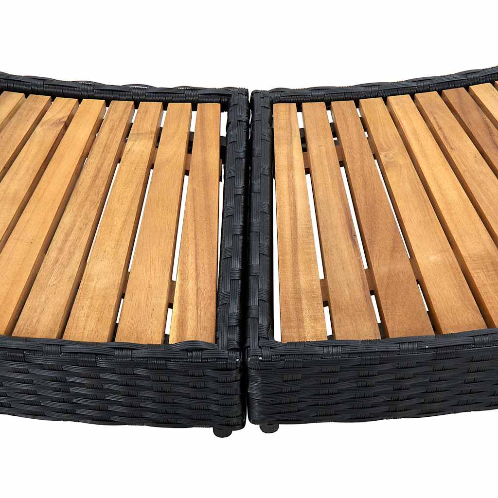 vidaXL Cadre de spa noir résine tressée et bois d'acacia - 8