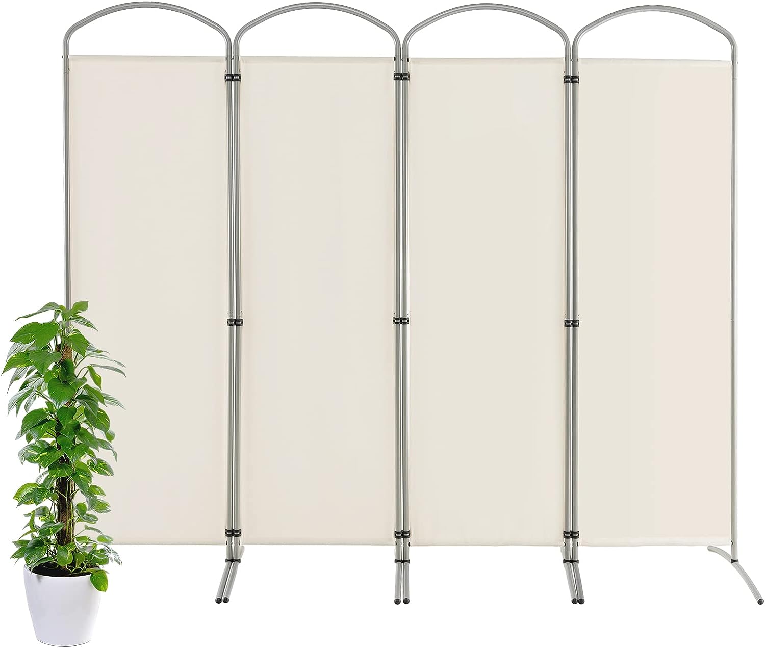 Duży parawan składany z 4 panelami, składana przegroda o wysokości 188 cm, biały