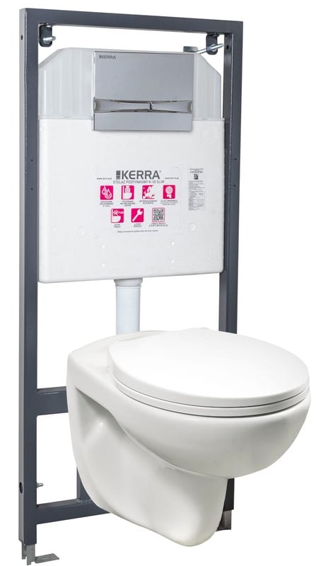 Zestaw podtynkowy WC z miską bezkołnierzową Doris i przyciskiem Adriatic chrom, Kerra