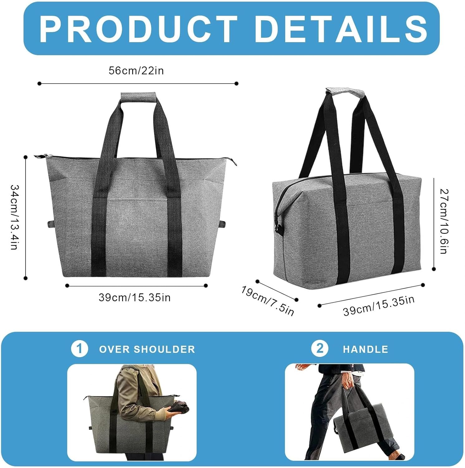 Sac à Lunch Isotherme JIMACRO 16L - Grand Sac Pliable Avec Bandoulière - Idéal Travail, Pique-nique, Plage