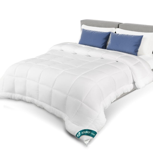 Couette legere doux avec rembourrage polyester 200gsm 200x200cm blanc VOUNOT®