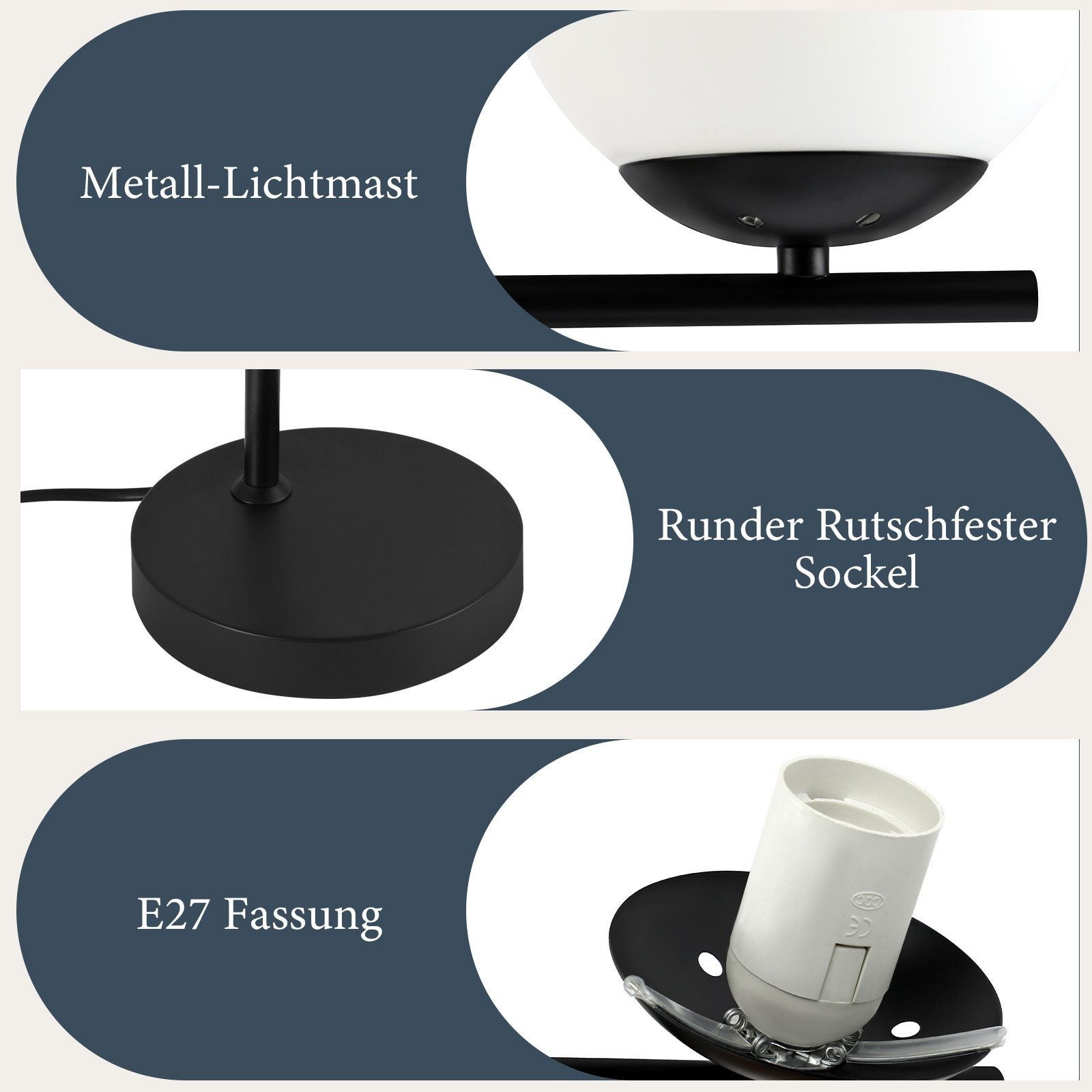 ZMH Lampadaire noir E27 1 flamme métal lampadaire industriel avec interrupteur à pied - 7