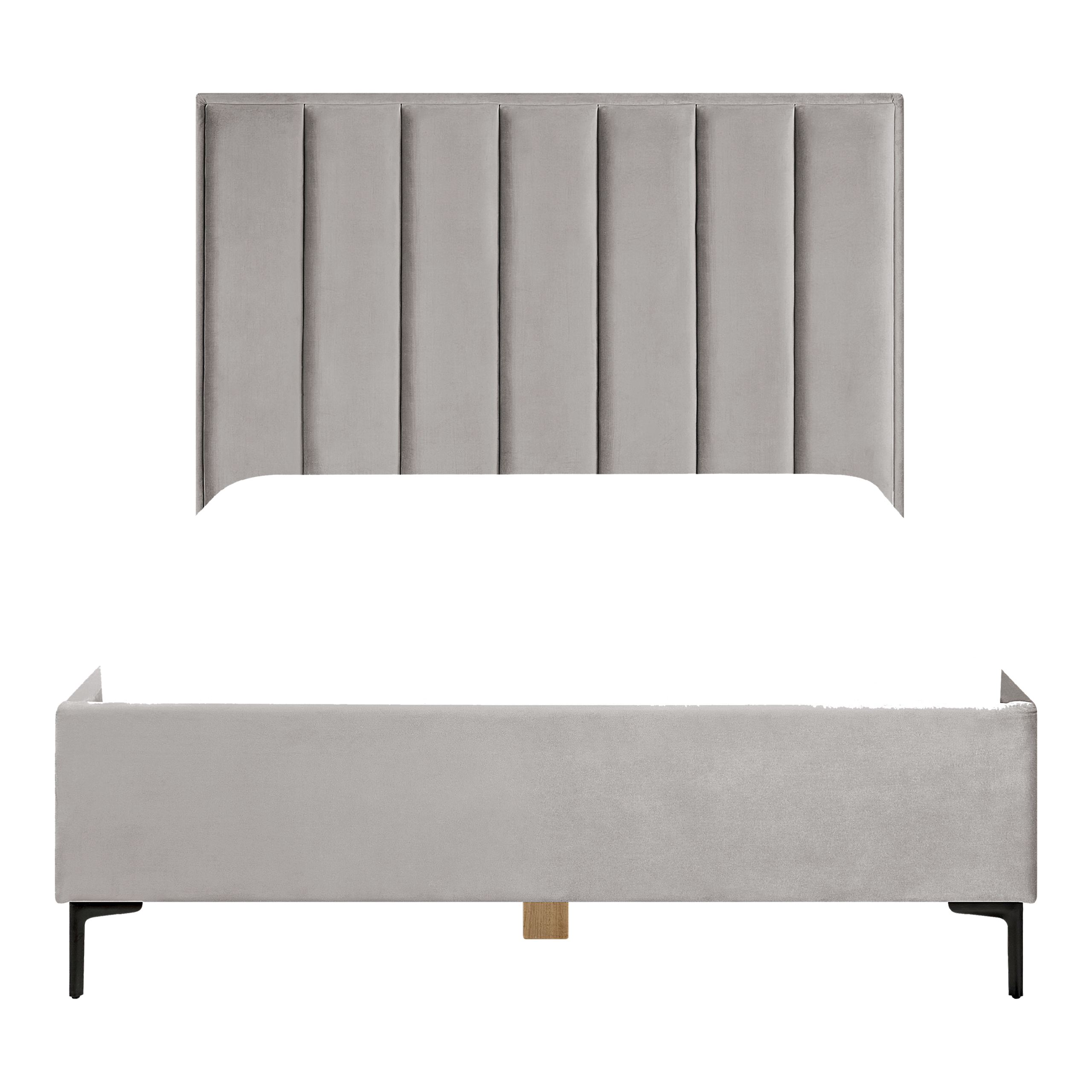 Letto contenitore Velluto SEZANNE 140 x 200 cm Grigio chiaro - 8