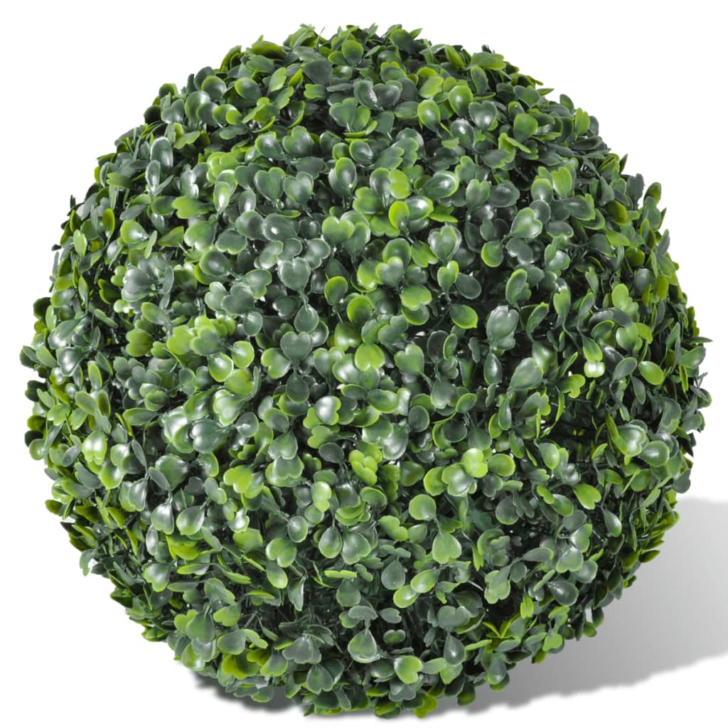 BRIGHTAKE Ensemble 2 Boules de Buis Artificielles 35 cm – Décoration Verte Naturelle, Intérieur & Extérieur, Résistantes aux Intempéries - 2