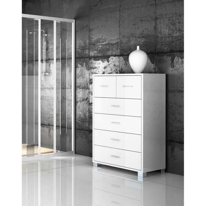 Mobile 4 + 2 Cassetti 70L x 41P x h112 – Finitura Bianco Fiammato – Sarmog - 7
