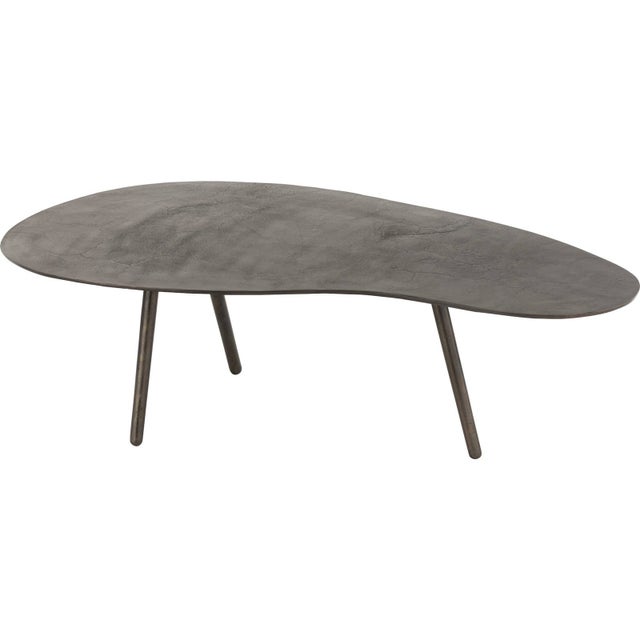 Table basse goutte métal noir élégance moderne salon 119 x 71,5 x 36 cm Noir effet métal patiné