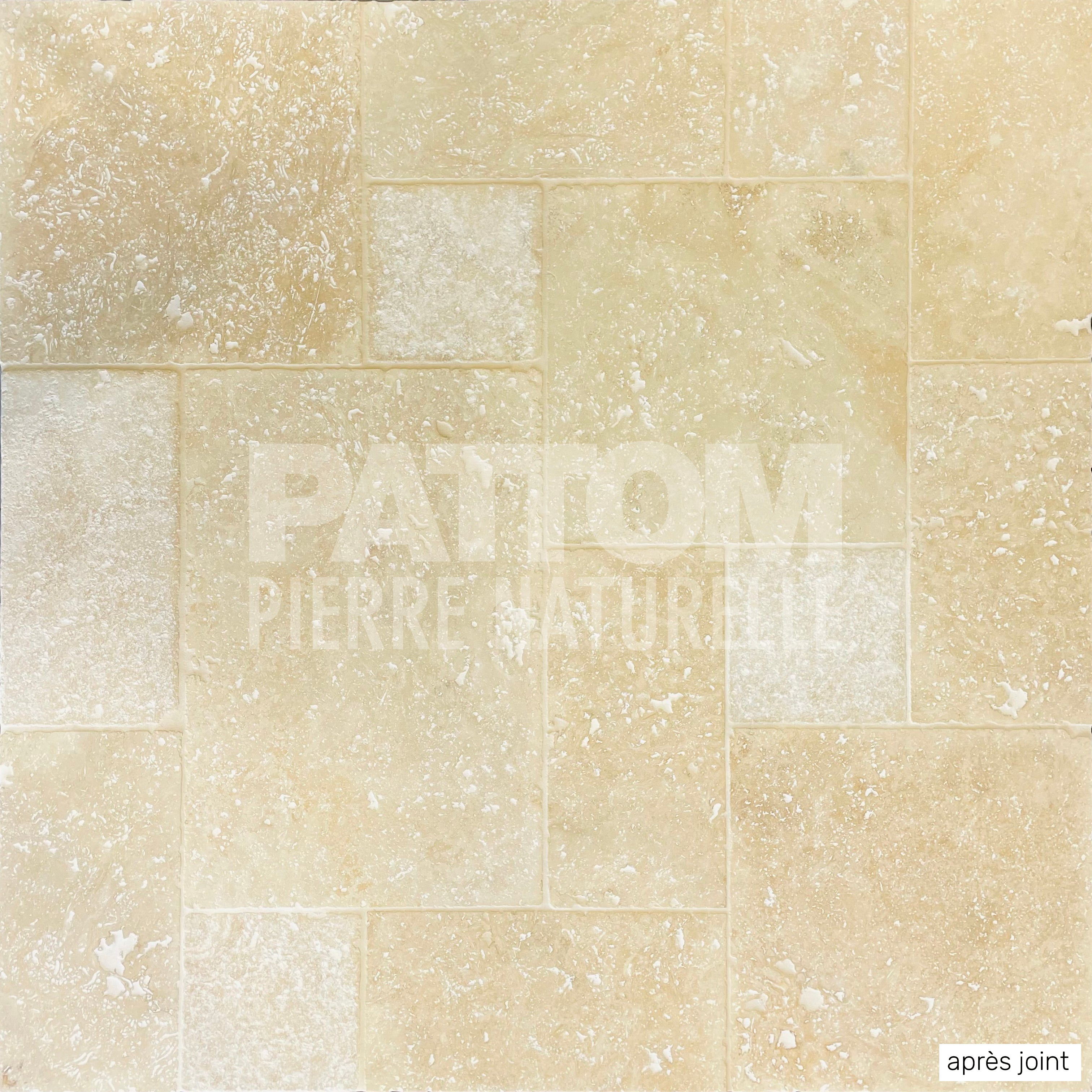 TRAVERTIN STANDARD LIGHT(1er choix light), pierre naturelle, Opus 4 formats EP 1,2cm int/ext(carton de 0,74m2) - PATTOM LIVRAISON PREMIUM - 6