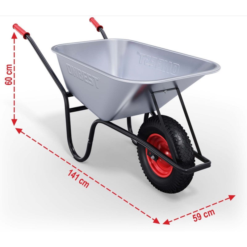 Brouette en acier galvanisé charge 250kg avec roues pneumatiques inclus sac pour déchets - 3