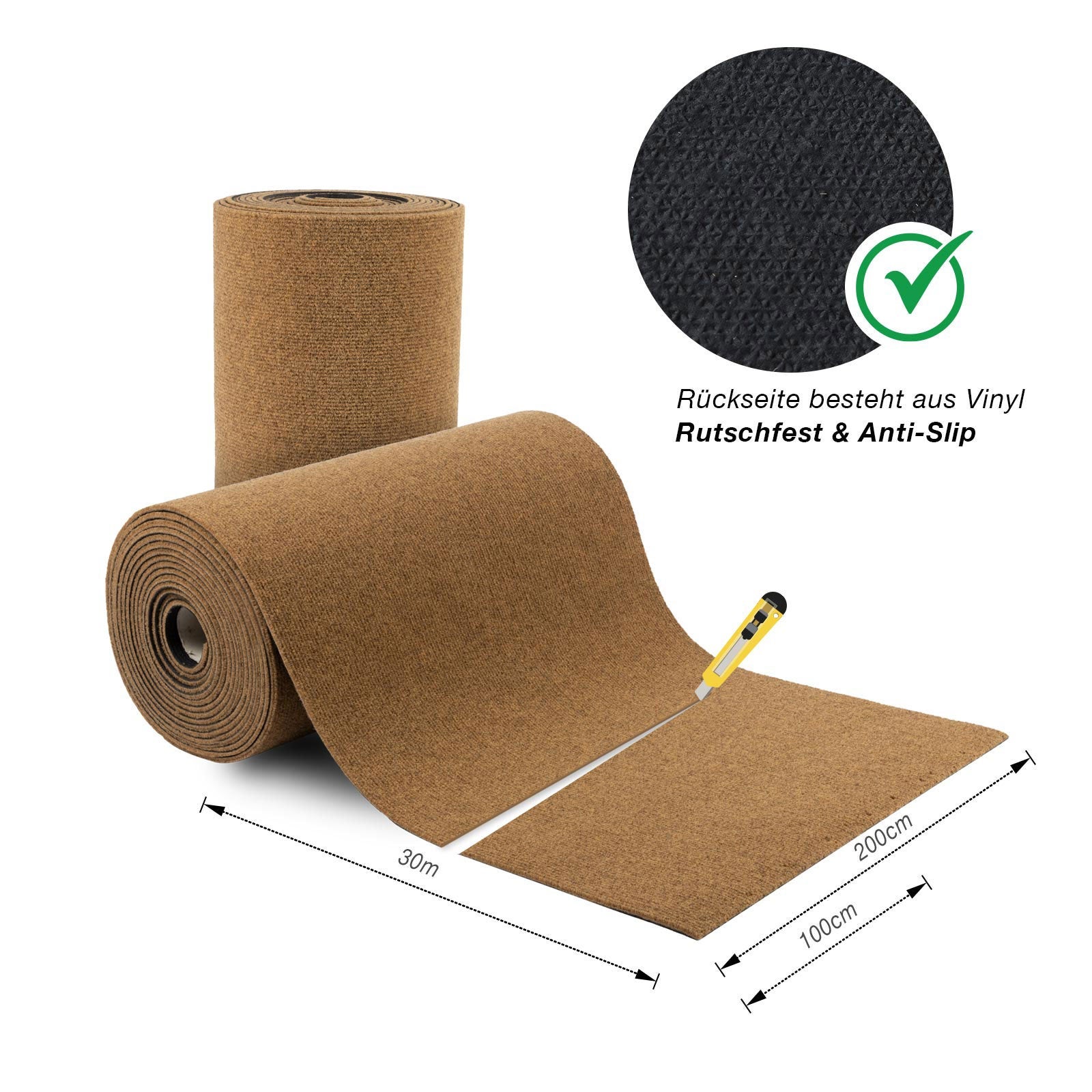 KARAT Paillasson En Fibre De Coco Ultra Dense - Paillasson élégant écologique Pour L'entrée - Tapis De Propreté Dos En Caoutchouc Antidérapant - Elimine Efficace Les Saletés (24 Mm-100x100 Cm Marron