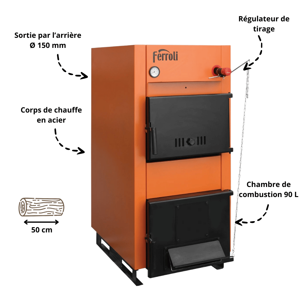 Caldaia a legna FSB Plus 30 kW Ferroli - 4