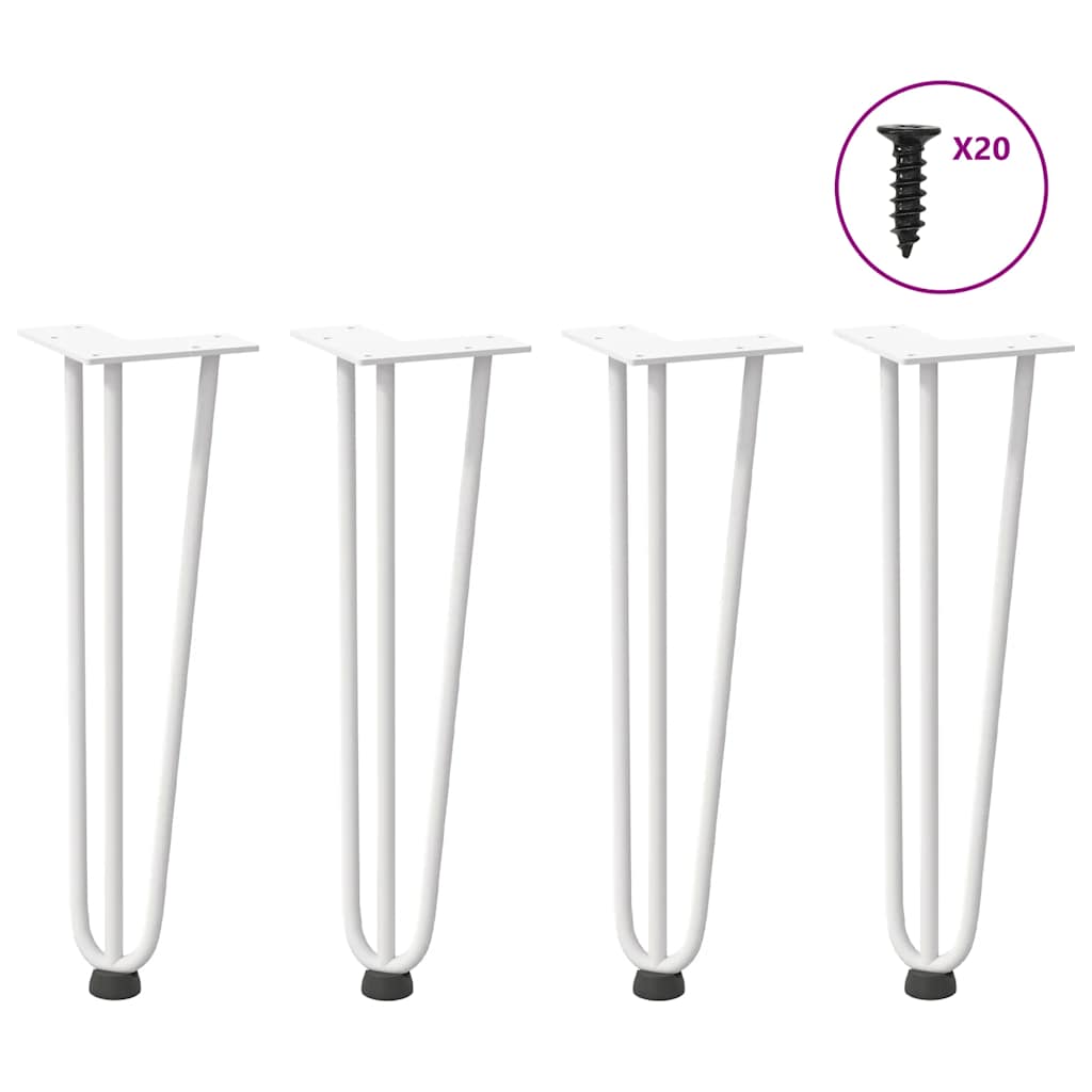 Nogi do stolika kawowego w kształcie spinki do włosów 4 szt. Białe 42 cm Stal lite vidaXL