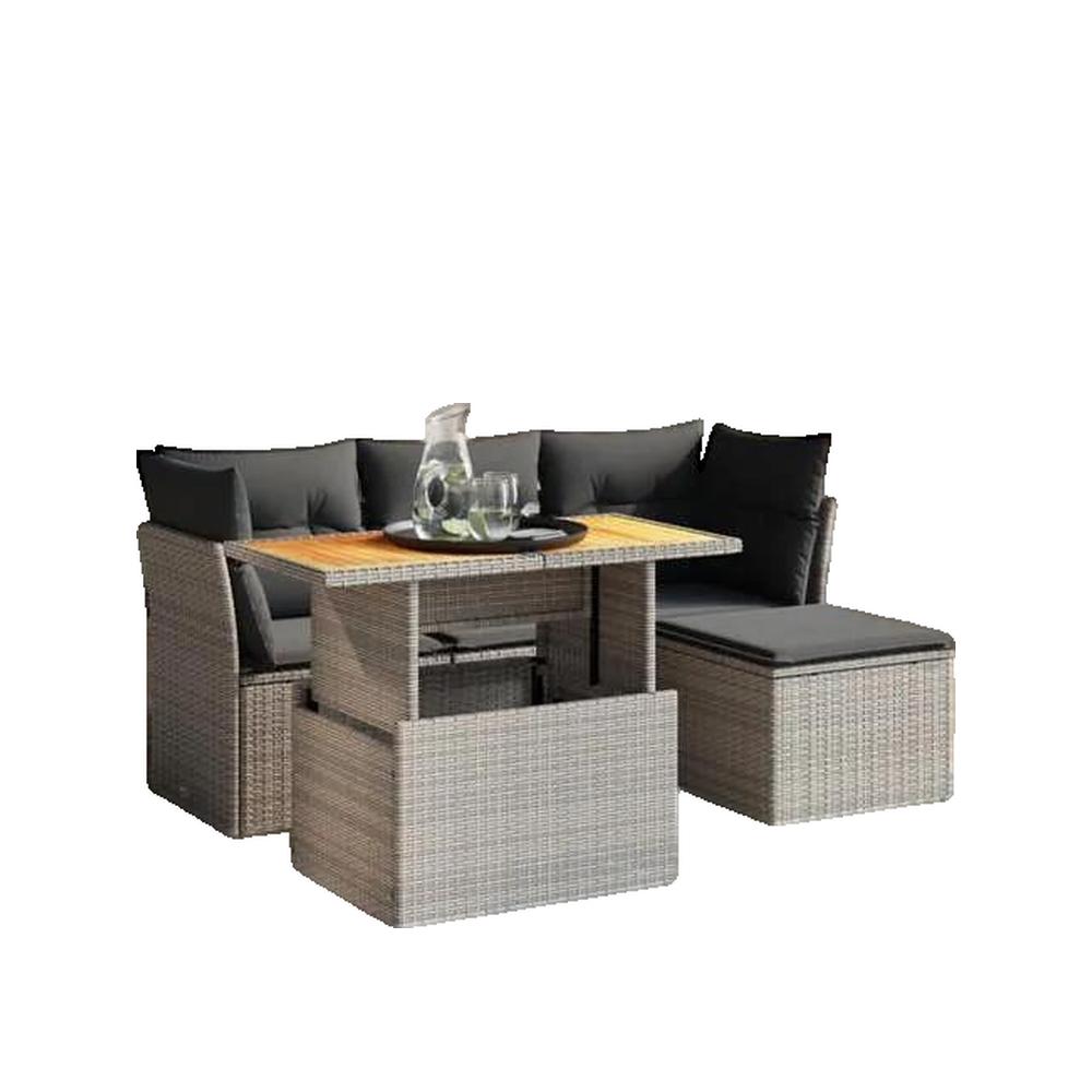 Zestaw ogrodowy vidaXL 6 części rattan modułowy szary