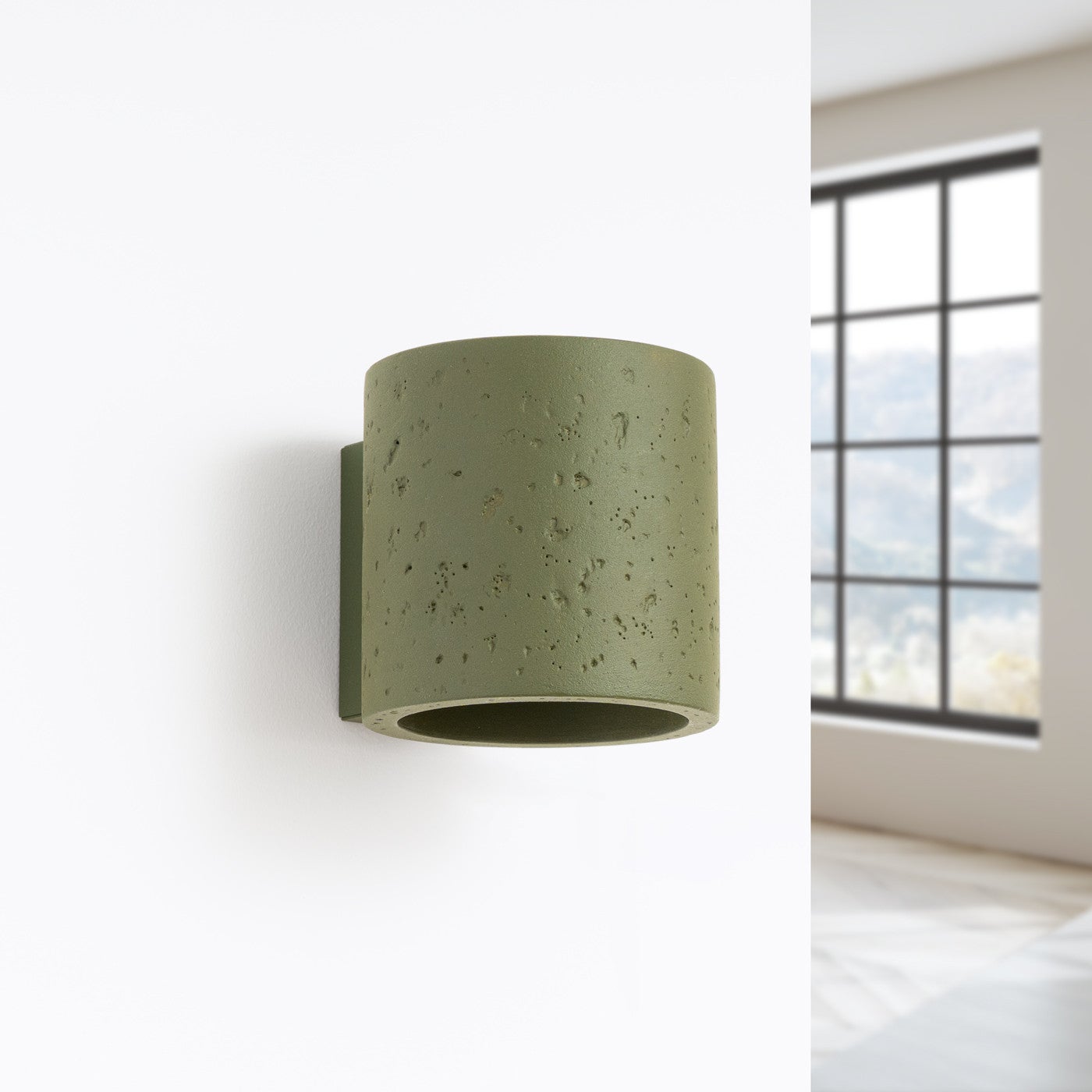 Kinkiet ścienny betonowy ORBIS zielony oliwkowy 1xG9x15W beton architektoniczny wym:10x10x12cm IP20 Sollux Lighting - 2