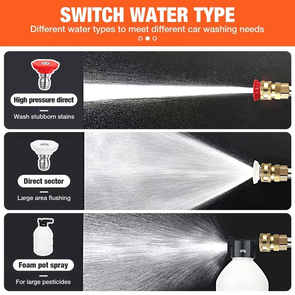 Nettoyeur haute pression sans fil, machine de nettoyage haute pression portable sans fil 88VF 3000mAh, nettoyeur de voiture avec 2 batteries, tuyau de - 4