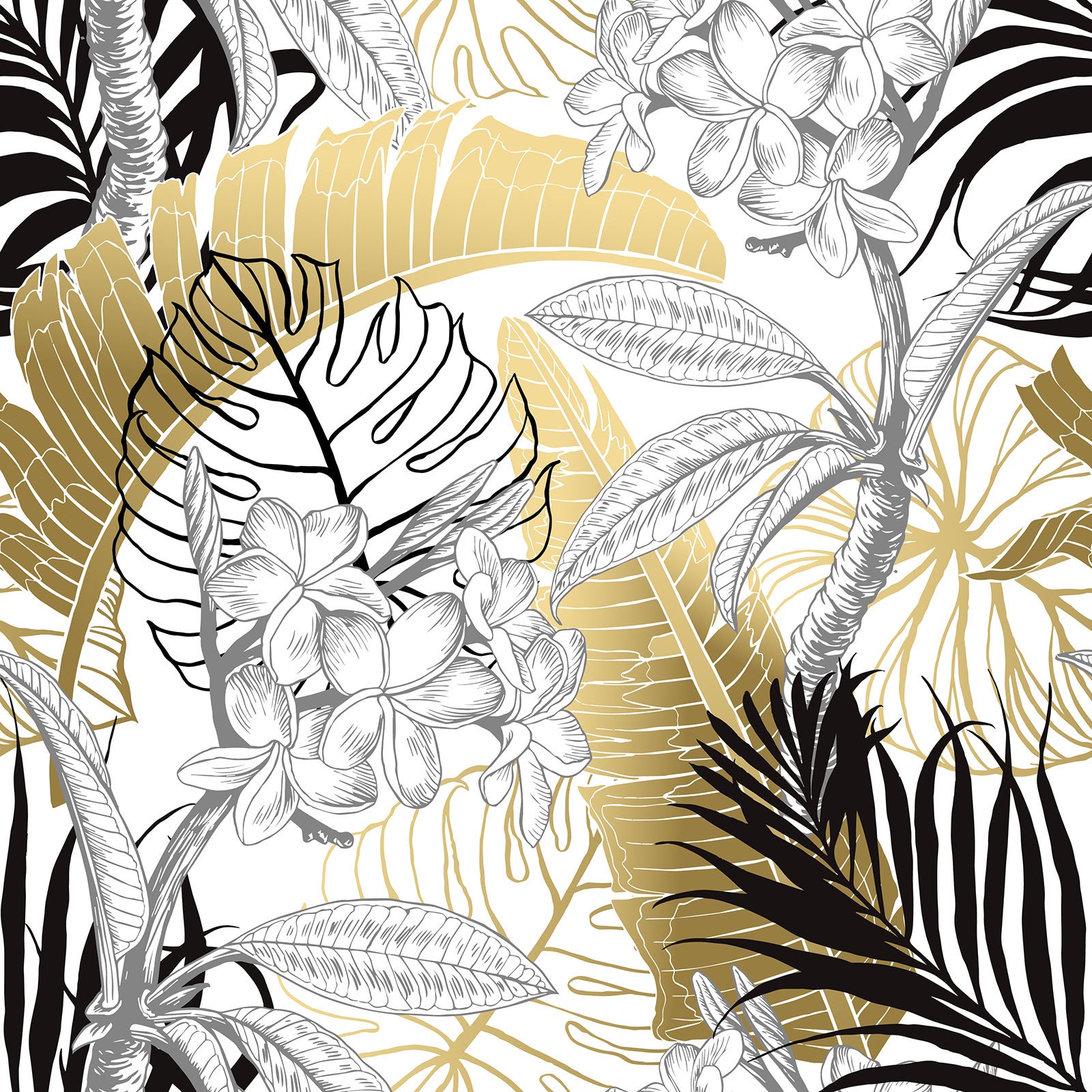 Crédence adhésive sticker décoratif pour cuisine - Feuilles Tropicales - Adhésif + Protection MATE - 50x50 cm - 2