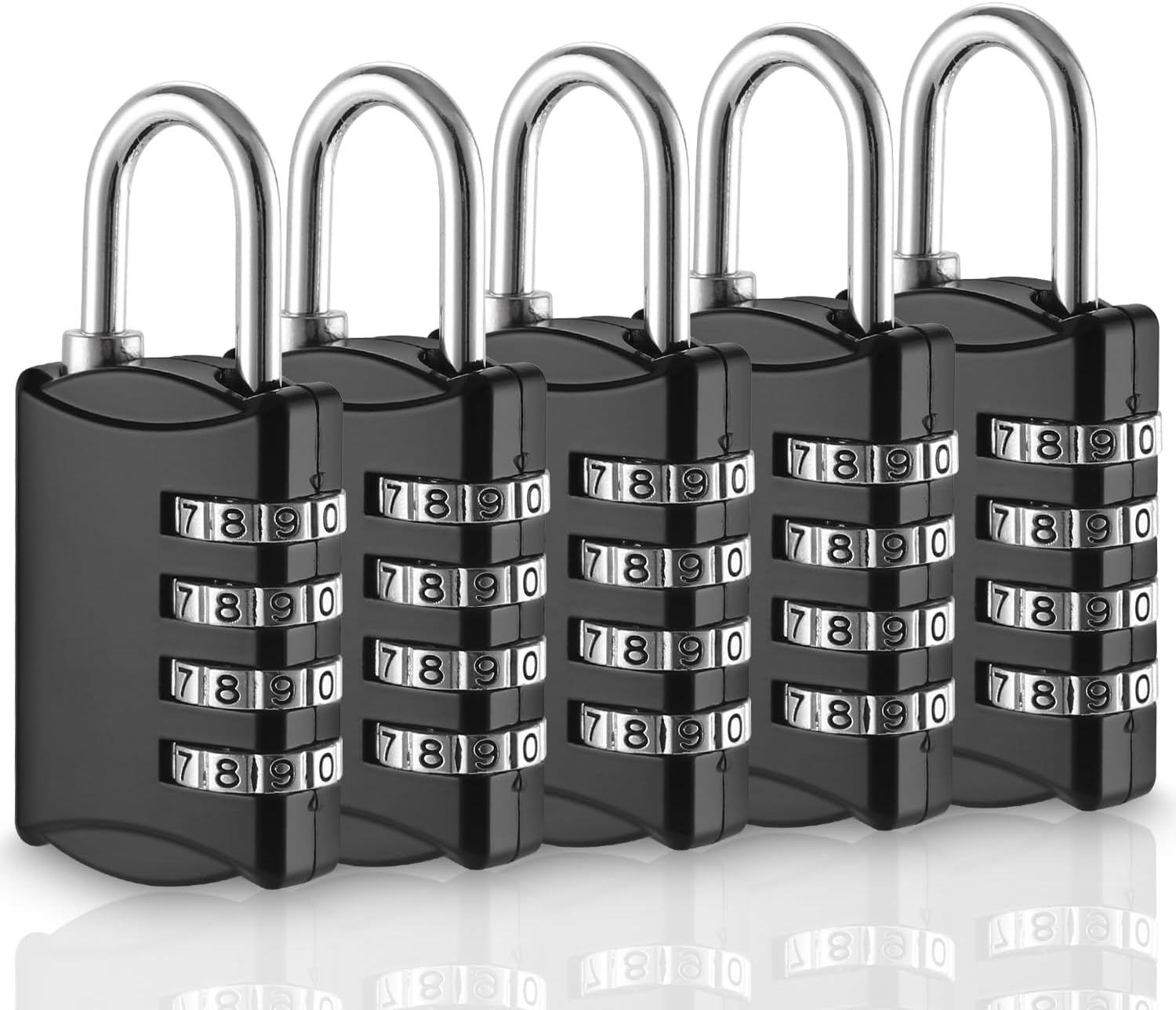 Belle Vous (Lot de 4) Cadenas Code 4 Chiffres Argent - 4,1 x 1,4 x 8 cm - Cadenas Exterieur/Interieur de Sécurité Résistant et Imperméable Cadenas Casier de Gym et d'Ecole, Clôture