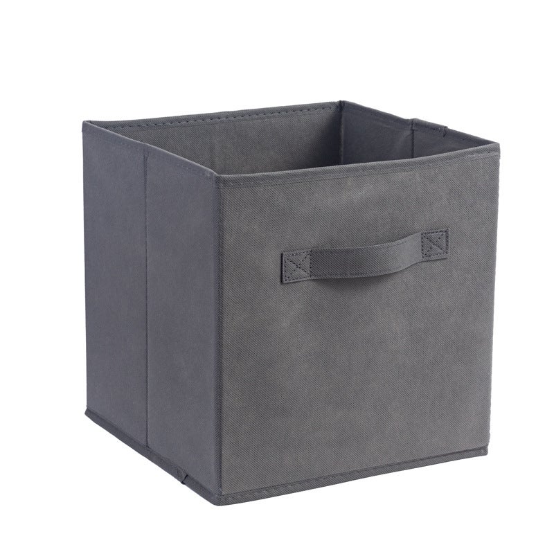 Składane pudełko do przechowywania z szarej tkaniny, 25 cm szerokości x 25 cm długości x 25 cm wysokości, bez pokrywy, typu szufladowego, 1 sztuka