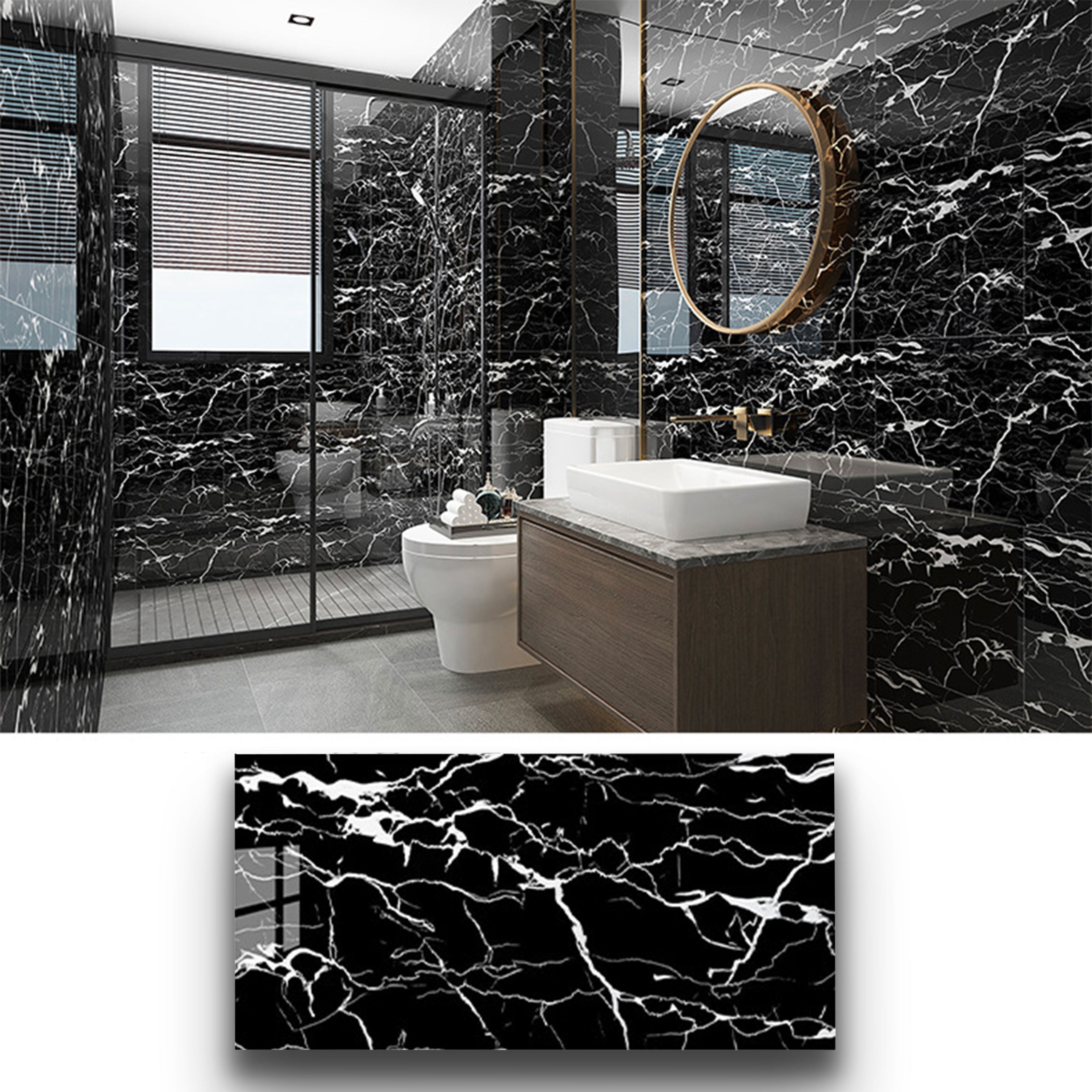 Pannelli in PVC Autoadesivi Effetto Marmo/Granito 60x30xcm Lussuosi, isolanti, idrorepellenti, ignifughi - AR-01 (30x60cm) - 6