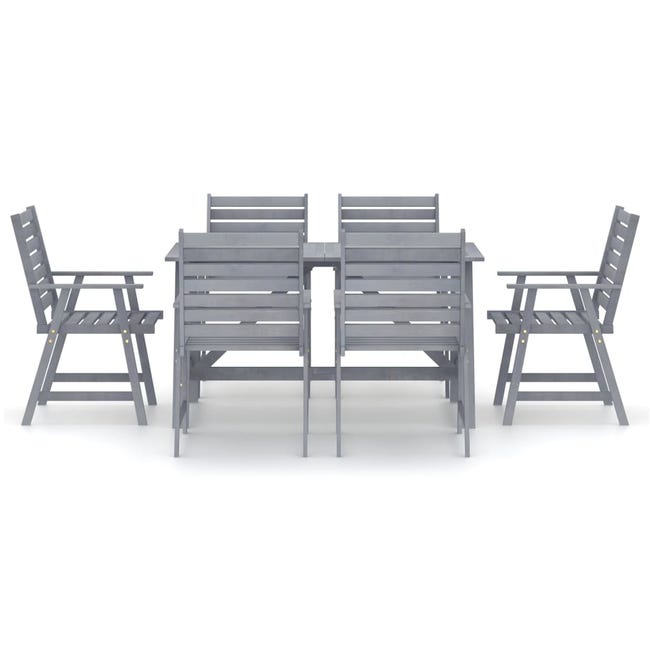 Set Da Pranzo Da Giardino 7 Pezzi In Legno Di Acacia - Tavolo Ovale E Sedie Pieghevoli, Marrone - Foto 6