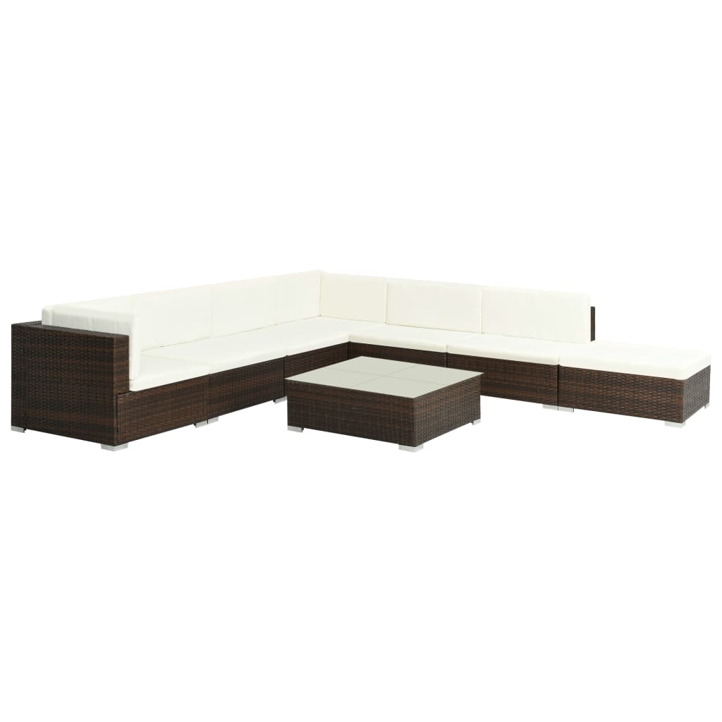Maison Exclusive - Set Divani da Giardino 8 pz con Cuscini in Polyrattan Marrone - 2