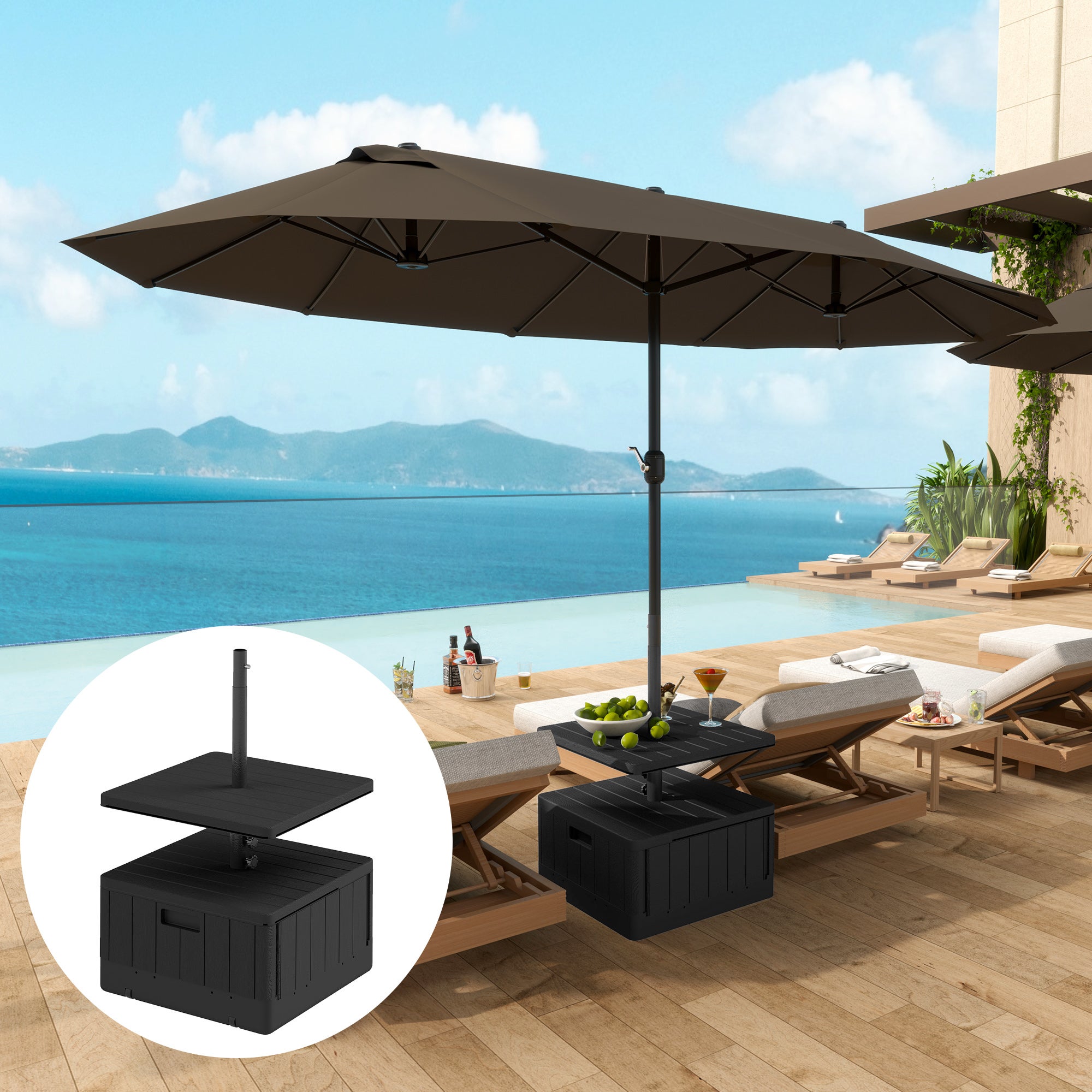 Supporto per ombrellone in cemento, supporto quadrato per ombrellone a braccio, ideale per giardino, terrazza, balcone, grigio scuro | Leroy Merlin