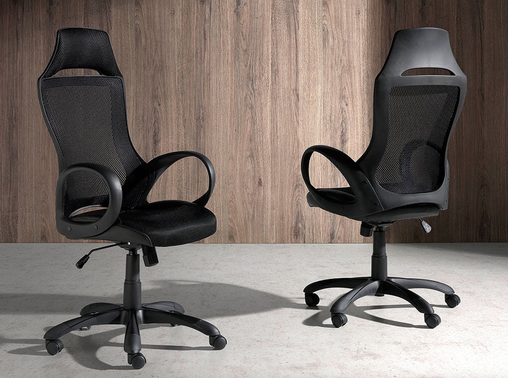 ANGEL CERDA Fauteuil de bureau pivotante en tissu noir - 3