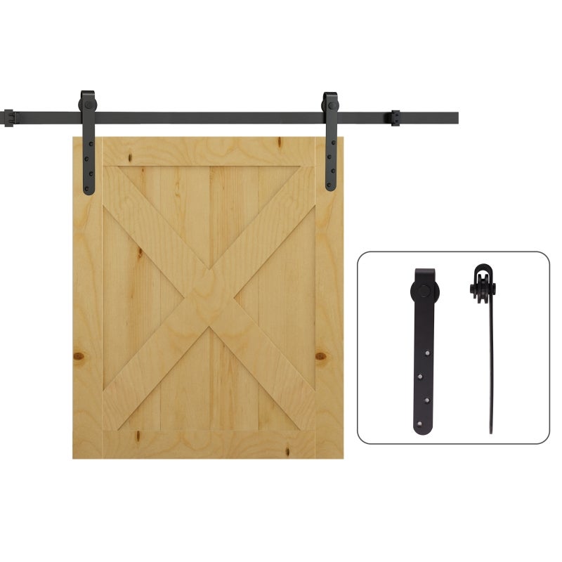 Juego completo de herrajes para puertas correderas de 180 cm con rieles, rodillos y dispositivos antisalto de acero al carbono - 8