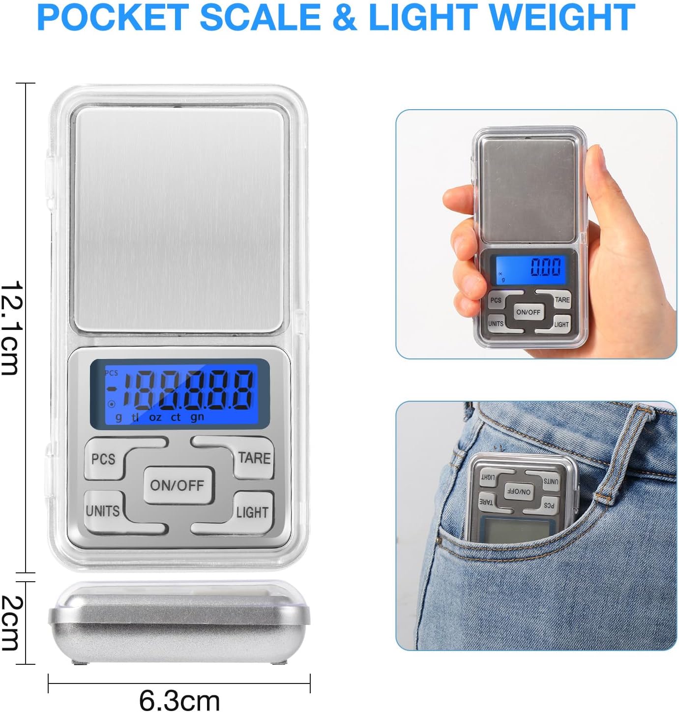 Mini balance, balance de précision 0,01 g à 500 g, petite balance de précision avec écran LCD rétroéclairé, mini balance de cuisine de précision - 2